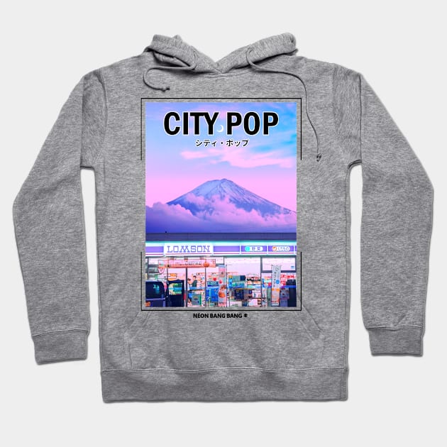 Vaporwave Aesthetic Mt. Fuji Mountain Hoodie by Neon Bang Bang